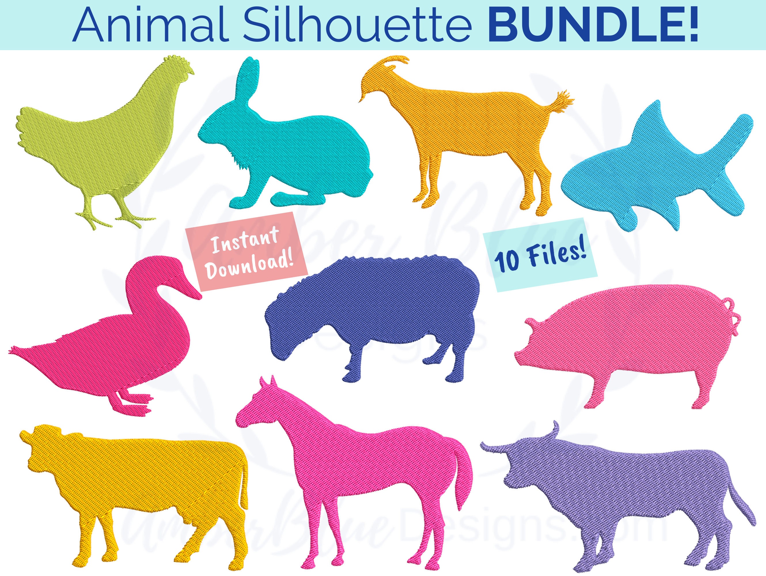 Animal Silhouette Embroidery File BUNDLE Farm Cow Horse - Etsy UK Animal Silhouette Embroidery File BUNDLE Farm Cow Horse - Etsy UK