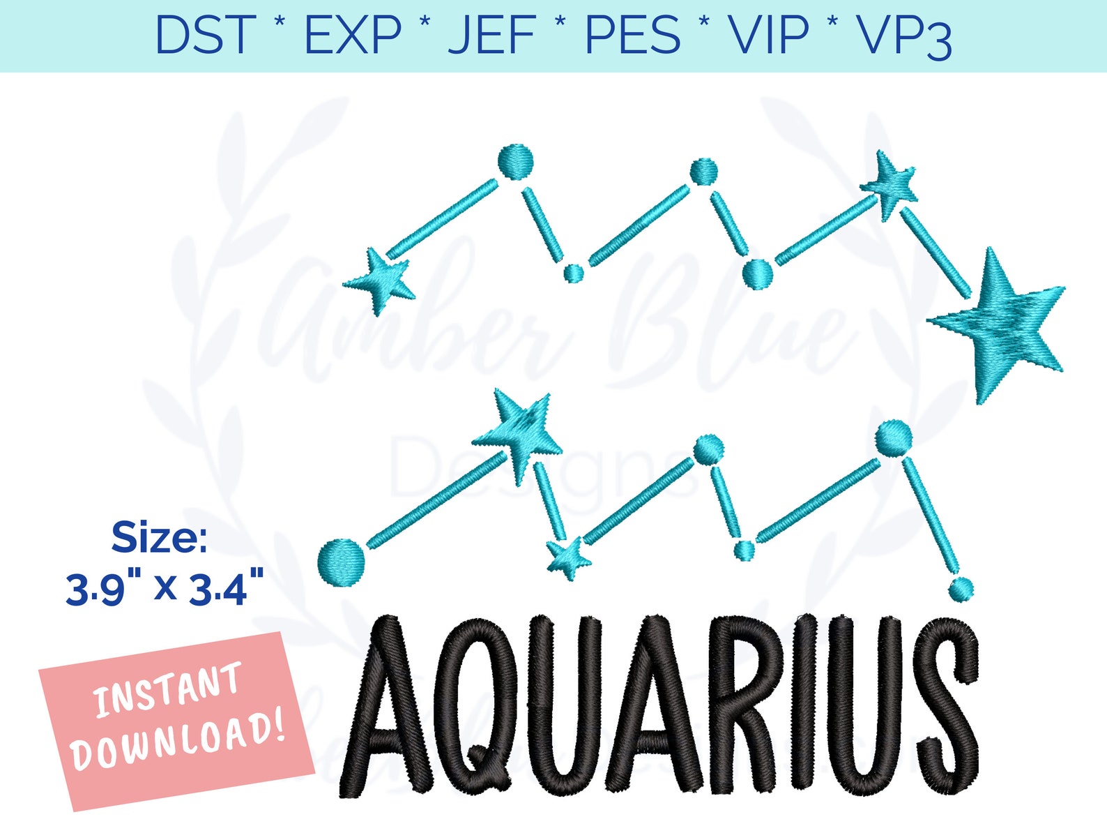 Aquarius Zodiac Sign Embroidery File Astrology Horoscope - Etsy
