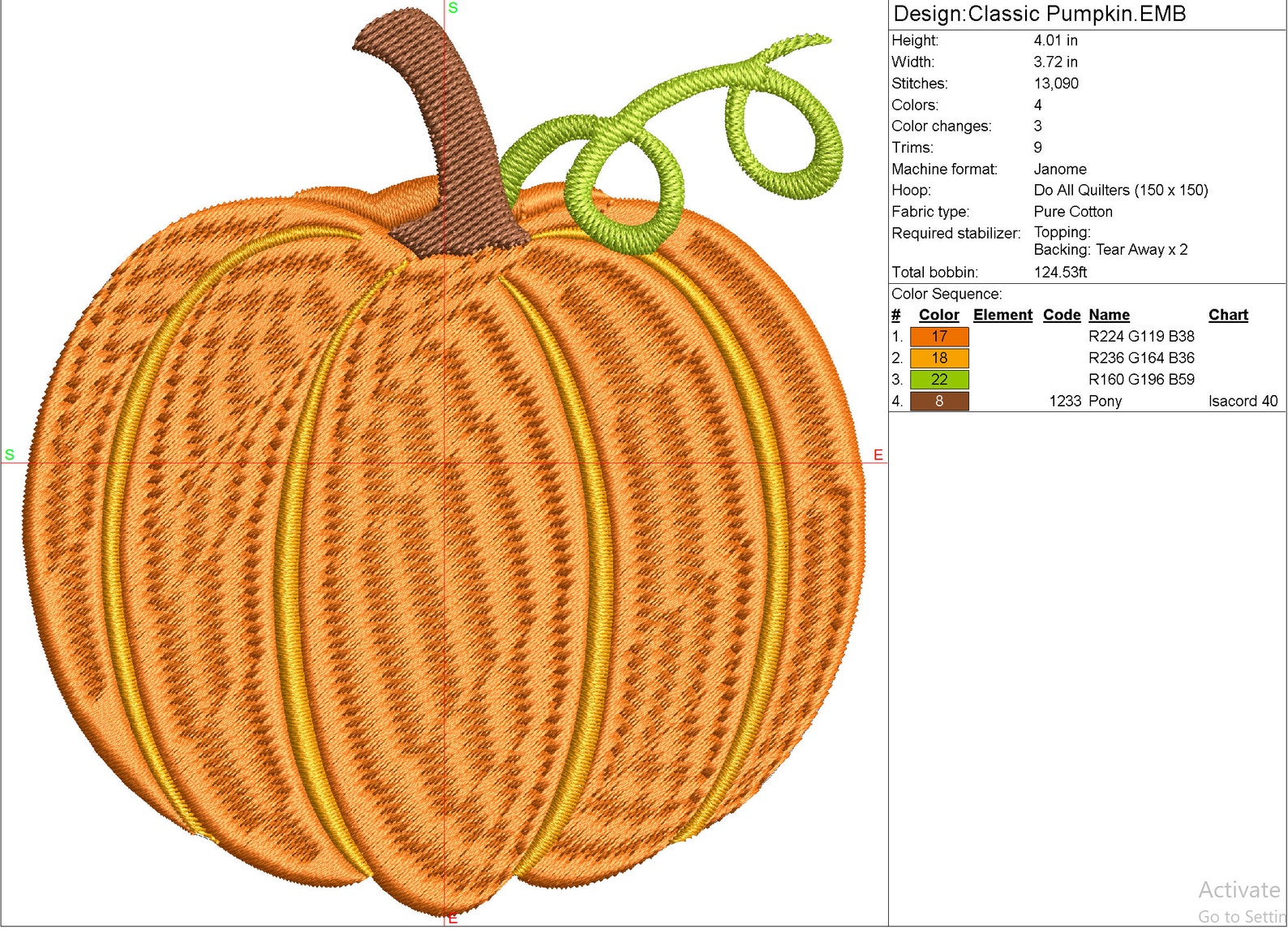 Pumpkin embroidery file fall autumn classic pumpkin with  etsy Pumpkin embroidery file fall autumn classic pumpkin with  etsy