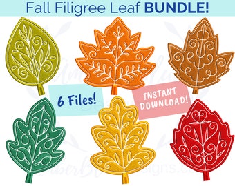 Instant Download Machine Embroidery Embroidery Designs Fall Leaves Machine Embroidery Design Embroidery Files Embroidery Patterns