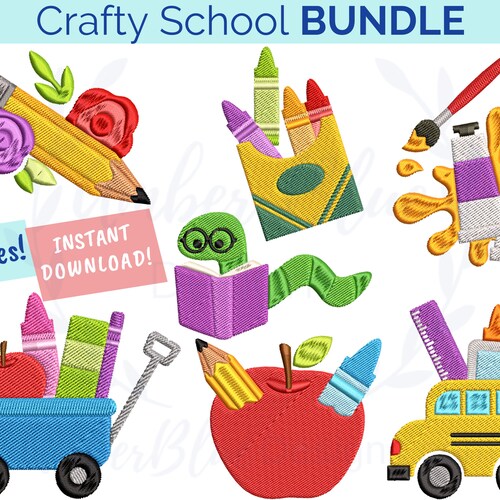 Mini Back to School Embroidery Design Set Instant Download Etsy