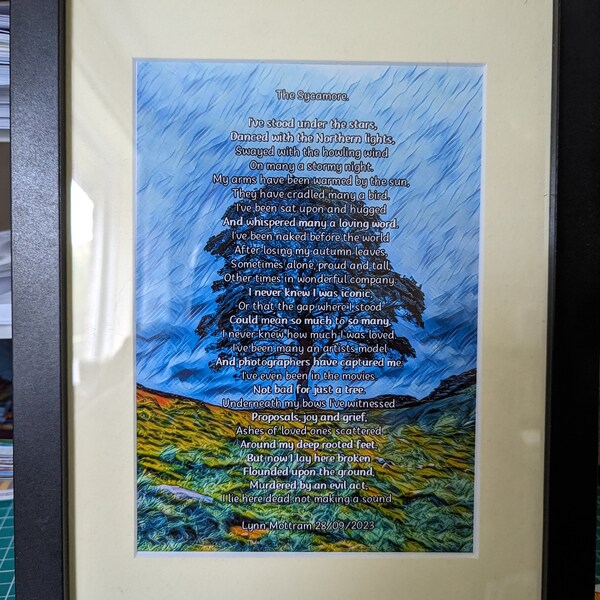 Sycamore Gap framed picture. Frame is A4