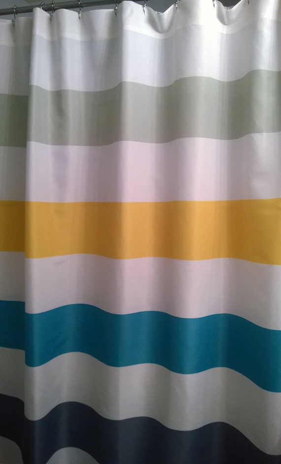 Stripe Fabric Shower Curtain Lengths 70 74 78 84 Or 96 Etsy