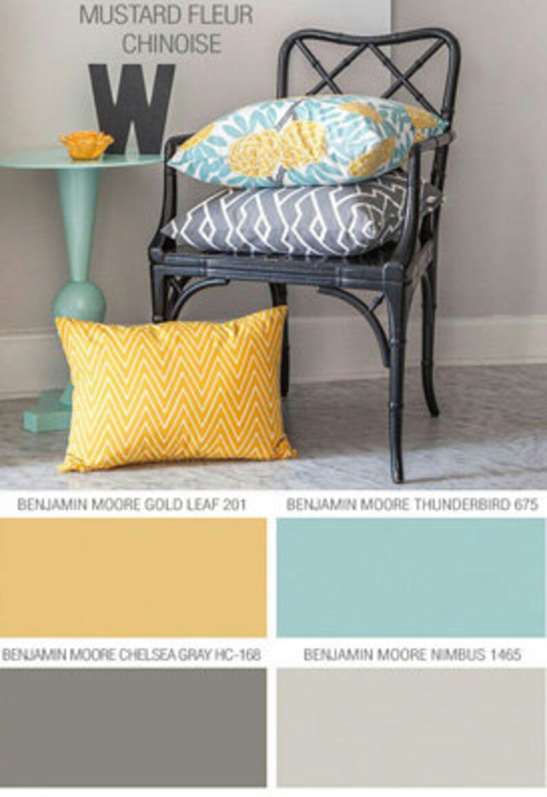 Shower Curtain in Yellow Blue Gray Inspired Stripes Standard Etsy