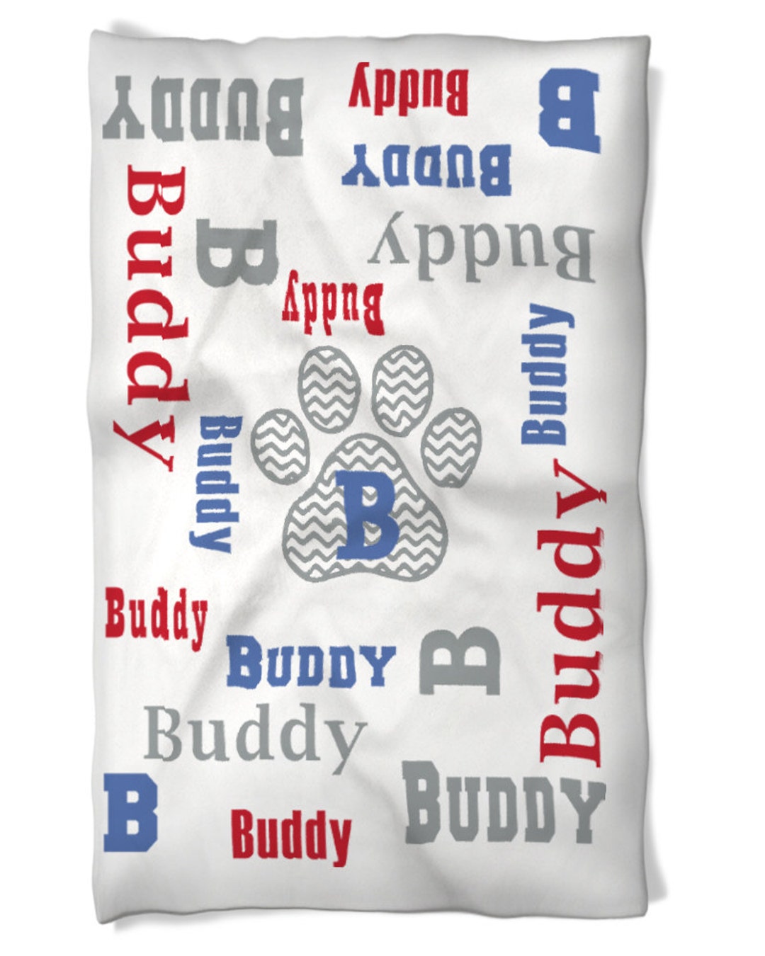 Paw Print Dog Blanket Personalized With Name Monogram You Etsy
