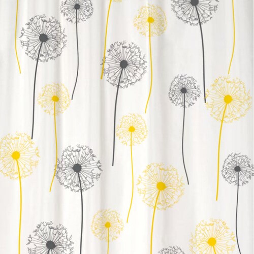 Shower Curtain Yellow Blue Gray Floral Standard and Long Etsy