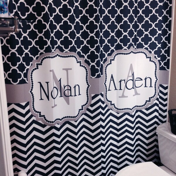 Chevron Fabric Shower Curtain Etsy