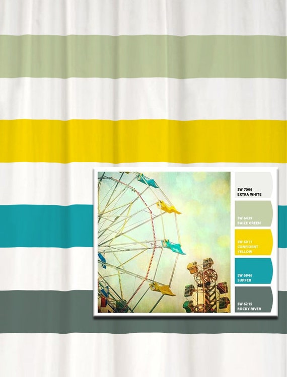 Stripe Fabric Shower Curtain Lengths 70 74 78 84 Or 96 Etsy