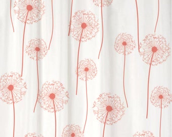 Dandelion Floral Shower Curtain You PICK COLORS Standard or Extra Long Length 70, 78, 84, or 96 Inch Lengths for Your Coral bathroom