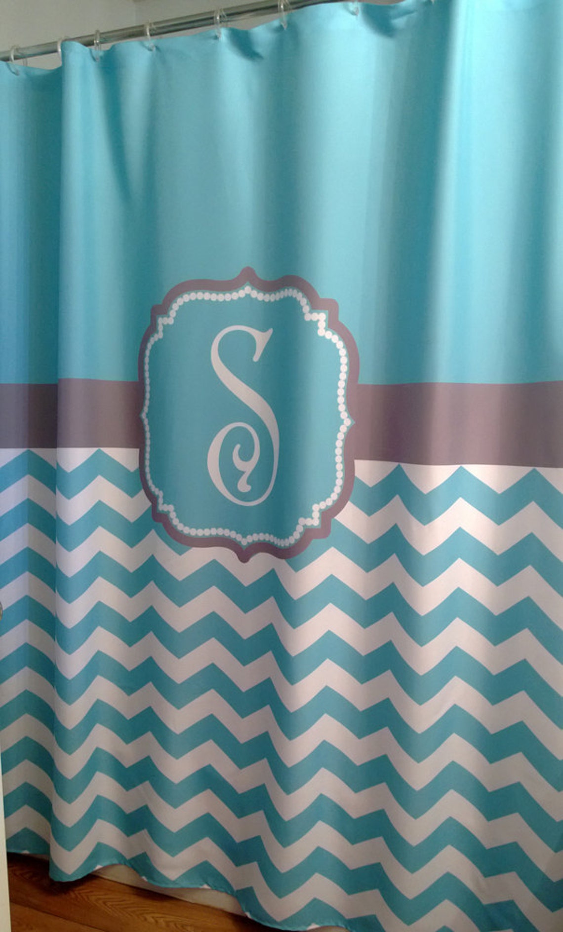 Shower Curtain Chevron Fabric You Choose Colors 70 74 78 Etsy