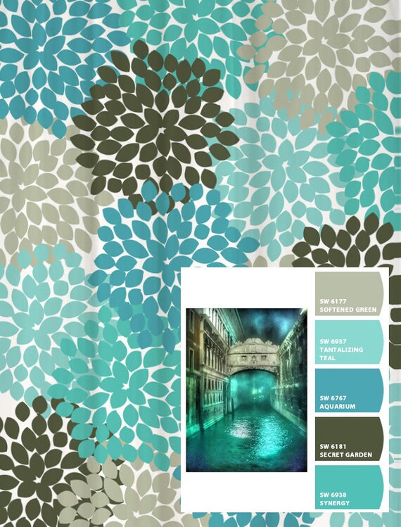 Rideau De Douche Jaune Bleu Gris Floral Standard Et Extra Long 70 Longueurs 74 78 84 96 Pouces Nous Allons Faire Une Dans Vos Couleurs