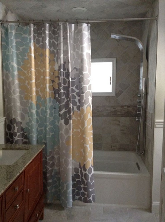 Shower Curtain Yellow Blue Gray Fl Standard And Long Shower Curtain Yellow Blue Gray Fl, 78 Inch Long Shower Curtain