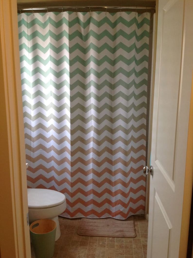 Shower Curtain in Ombre Chevron Standard and Extra Long Etsy