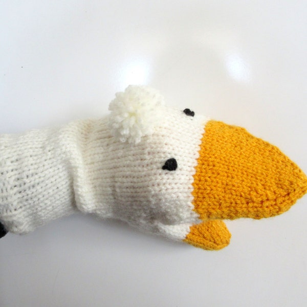 Goose Puppet Hand Puppet Hand Knit Sock Puppet for Adult or Child Birthday Gift Present Toy Pretend Play Knit Goose
