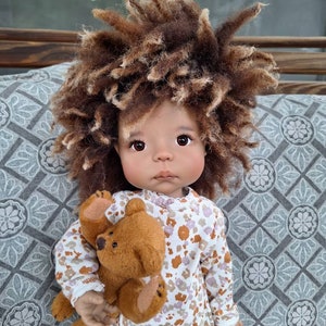 Doll Wig in Black with blonde tips