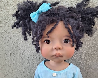 Doll Wig in Black Teeswater tight curls