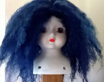 Mohair Purple Blue Doll Wig