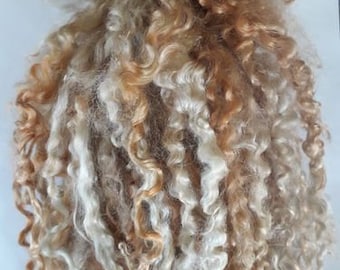 1 oz Teeswater Locks teints à la main : mélange de cuivre, fibre de cheveux de poupée