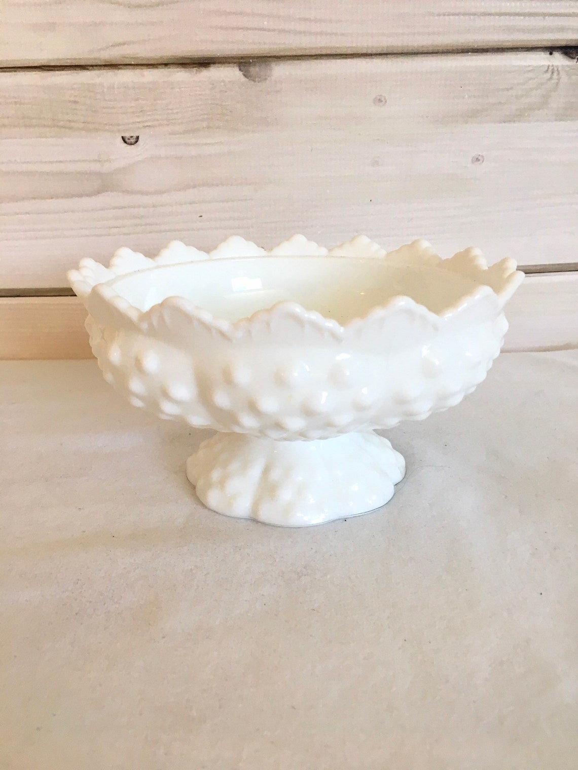 Milkglass Candy Dish Hobnail Milk Glass Candle Holder Flower Etsy