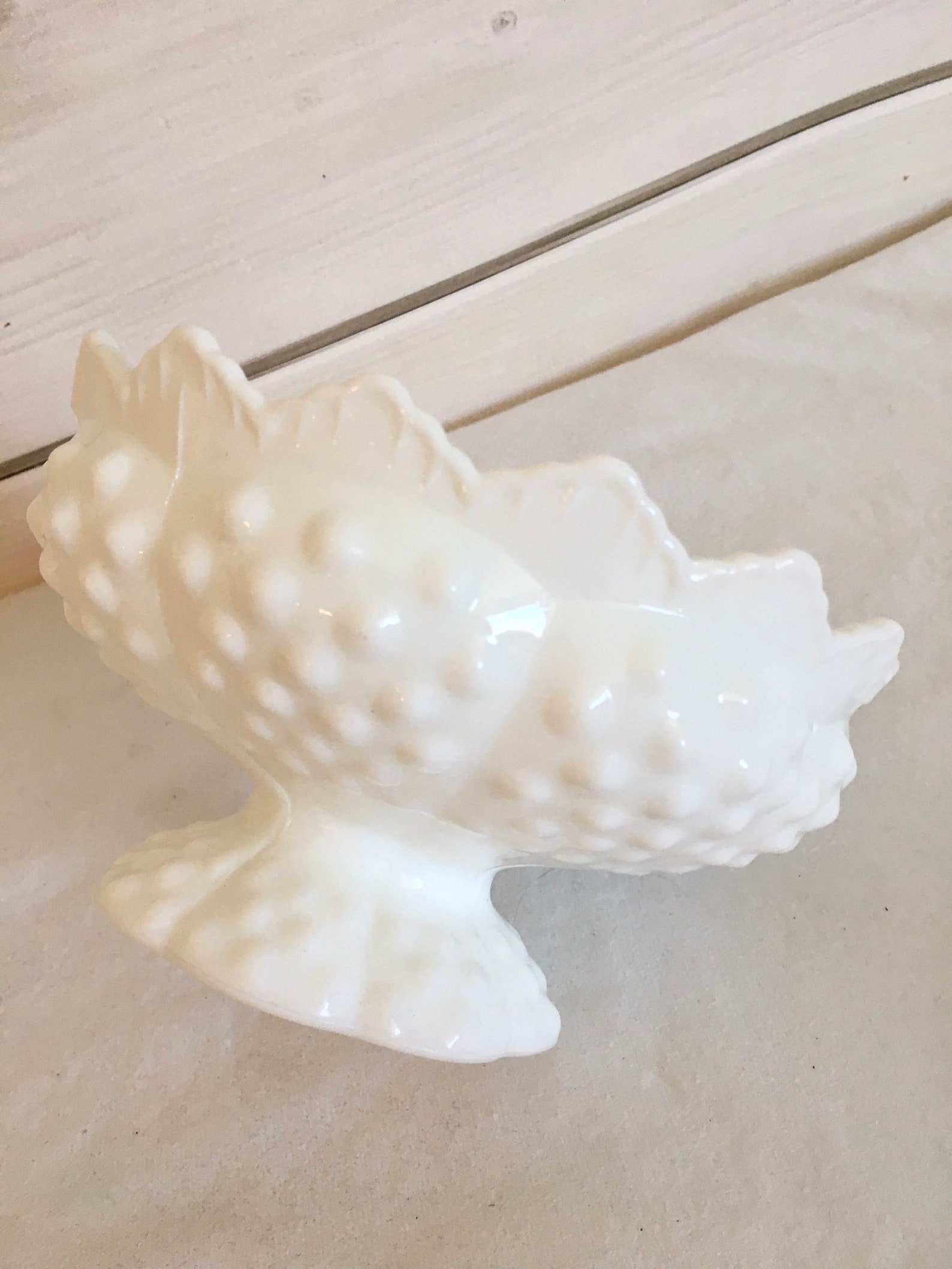 Milkglass Candy Dish Hobnail Milk Glass Candle Holder Flower Etsy