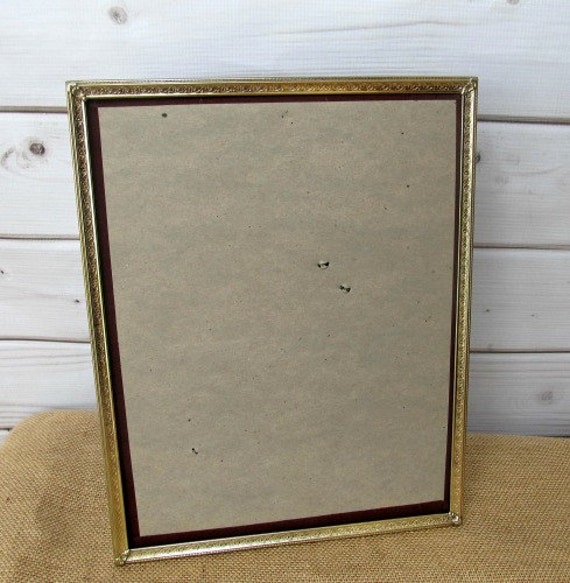 Vintage Gold Metal 8x10 Rectangular Frame with Old Art Picture In It Wedding Frames Vintage Metal Frames Old Frame