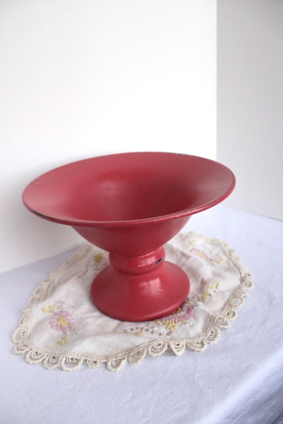 Pedestal Bowl Pink Fruit Candy Flower Dish Shabby Chic Vintage Retro Il_570xn