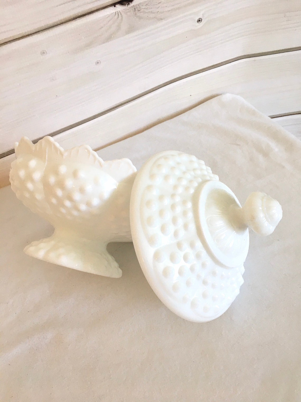Milkglass Candy Dish Hobnail Milk Glass Candle Holder Flower Etsy