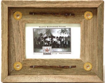 Rustic Frame with Shotgun Shells Barn Wood Rustic Picture Frame Shotgun Shell and Wire. Choose your size frame.