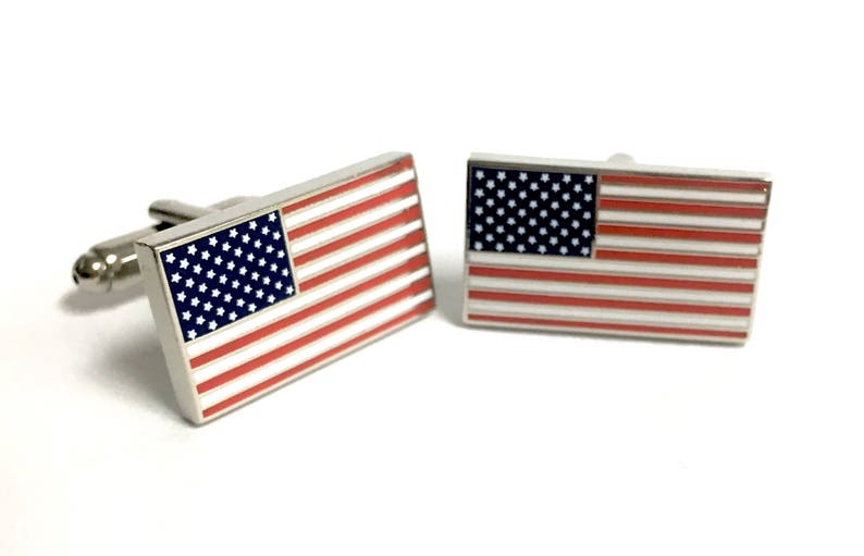USA Flag Cuff Link Best Man Gift. Usher Gift. Father of the Bride. image 2