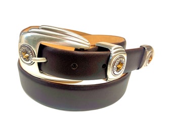 Texas State Seal buckle with brown leather belt