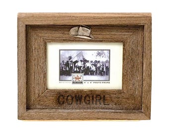 Barn Wood Rustic Picture Frame Cowgirl. Choose your size frame.