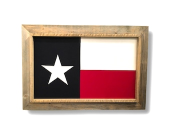 20" x 28" Barnwood Framed Texas Flag, Cotton Tea Stained. ITEM# BF7000