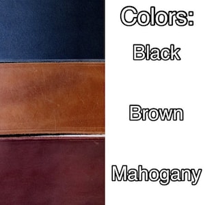 May include: Three leather swatches in black, brown, and mahogany.