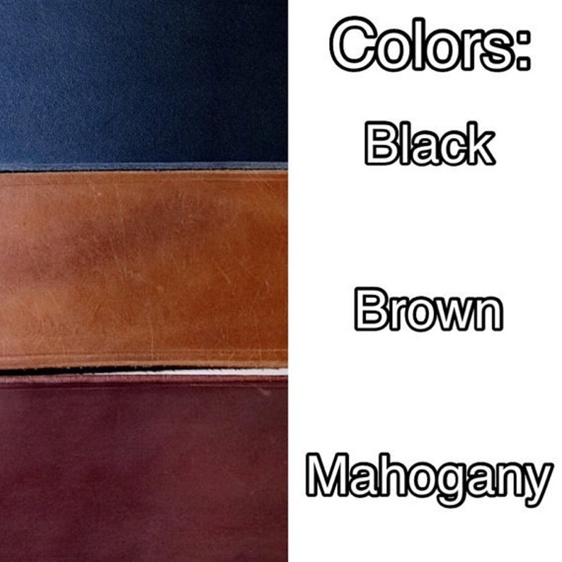May include: Three leather swatches in black, brown, and mahogany.