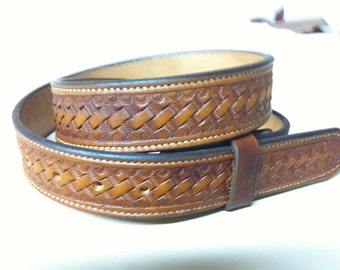 Nays Custom Leather belt basket weave doubled and stitched