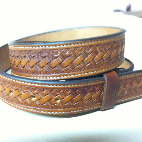 Nays Custom Leather belt basket weave doubled and stitched