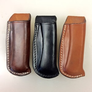 Étui ouvert en cuir pour couteau pliant