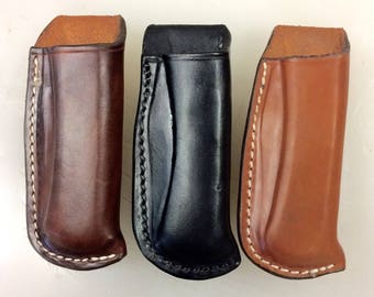 Open Top Leather Sheath for a Folding Knife