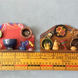 Vintage Miniature Dollhouse Mexico Shelfs with Pottery
