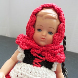 Doll Vintage Small Doll with Crocheted Oufit