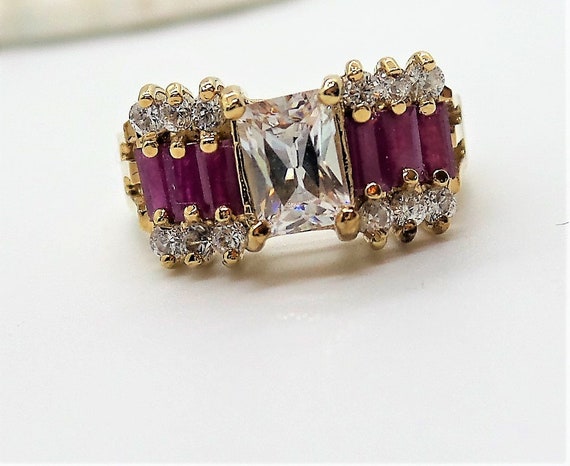 Ring Vintage Statement Ring with Simulated Ruby a… - image 5