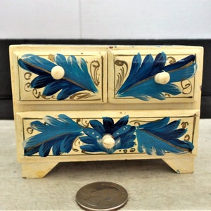 Vintage Wood Miniature Chest of Drawers, Jewelry Box, Trinket Box, Diorama Chest