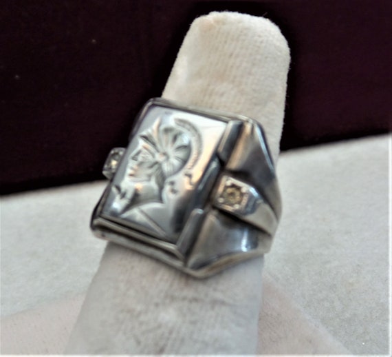 Ring Vintage Sterling Ring Knights Head Size 9 1/2 - image 5