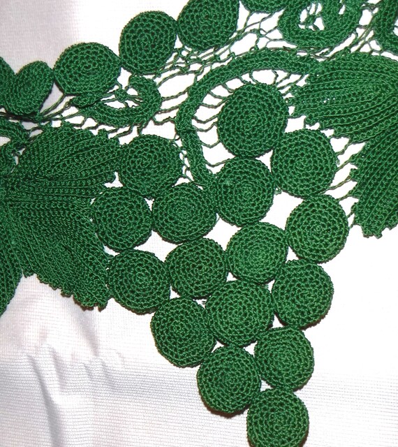 Collar Handmade Grape Design Olive Green - image 3