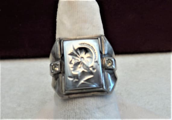 Ring Vintage Sterling Ring Knights Head Size 9 1/2 - image 2