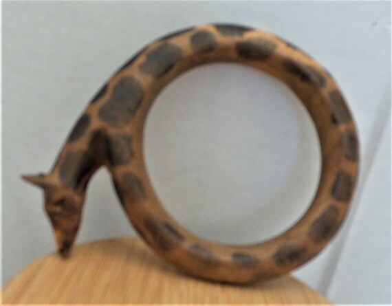 Vintage African Wood Necklace and Bracelet with C… - image 3