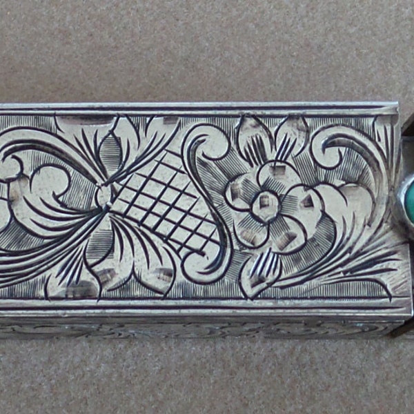 Vintage Lipstick Holder Mexican Silver with Mirror SALE