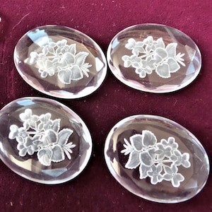 Vintage  Beveled Glass Cabochons Intaglio Design