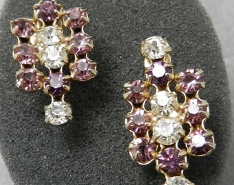 Rhinestone Screw Back Earrings 1950s