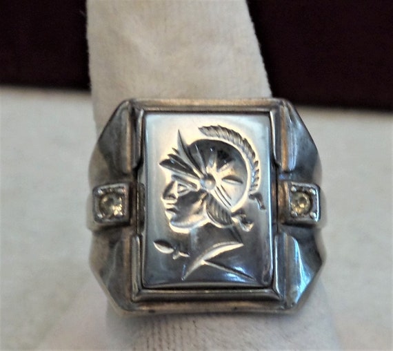 Ring Vintage Sterling Ring Knights Head Size 9 1/2 - image 1